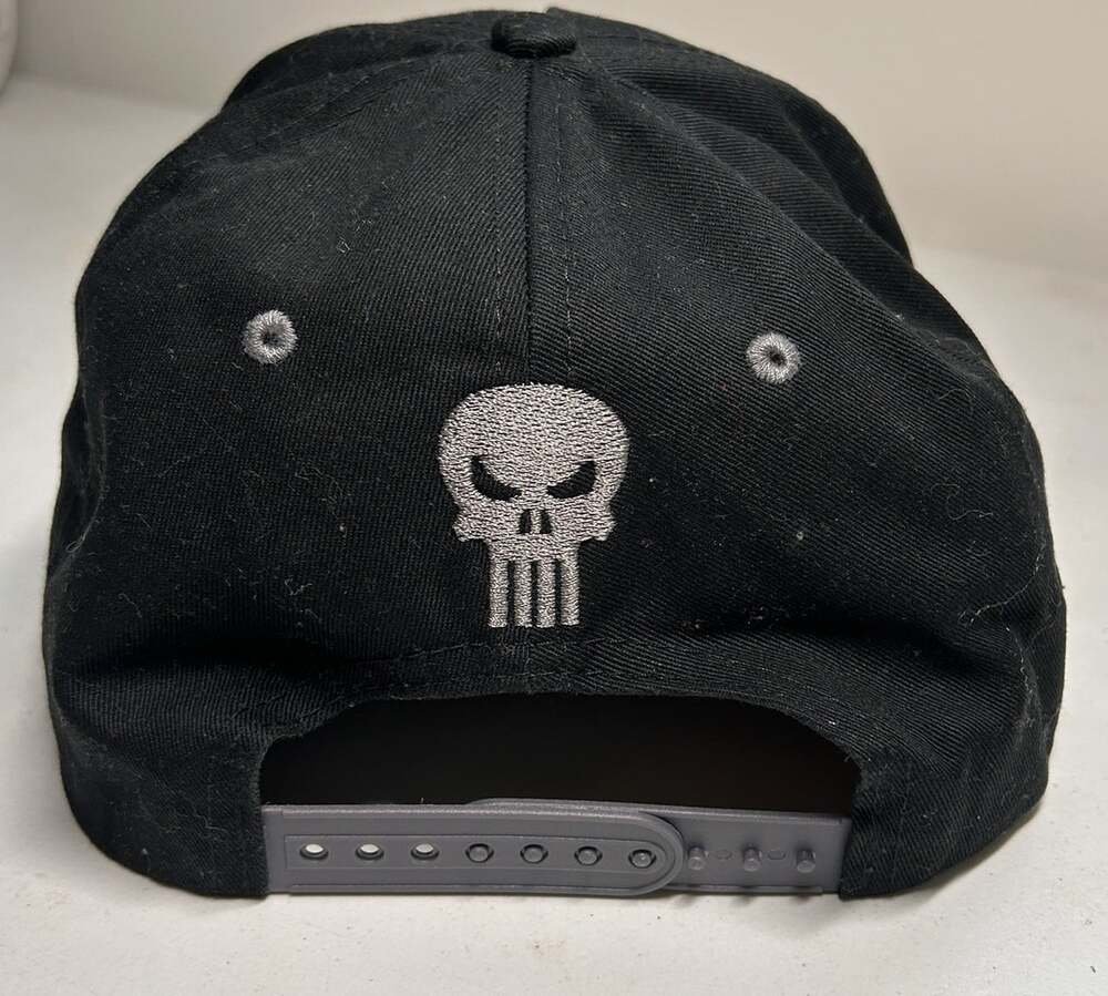 VTG Marvel Punisher Ball Cap Hat White Skull Snapback Black Camo RARE - Picture 5 of 11